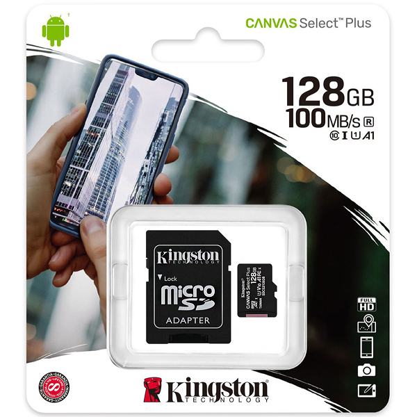 Tarjeta de Memoria Micro SD de 128GB Kingston CANVAS Select Plus