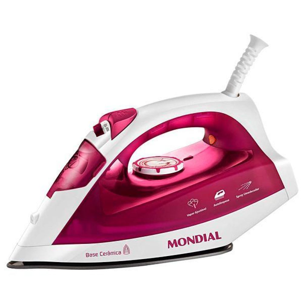 Plancha Mondial NF33 a Vapor 220V – Blanco / Rojo