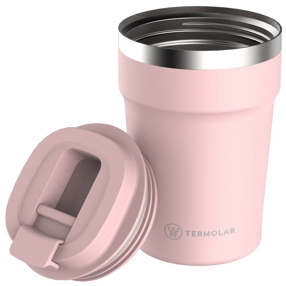 Uniq Vaso Térmico 380ml Rosa y Negro Termolar Acero Inoxidable