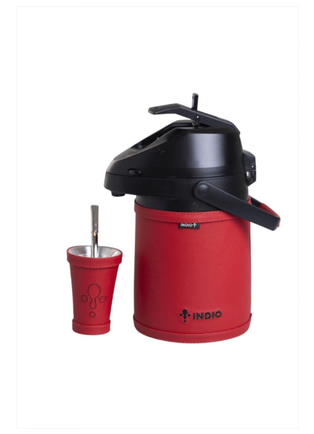 INDIO Termo Terere Inox 2,5L Cuero Rojo *no incluye bombilla*